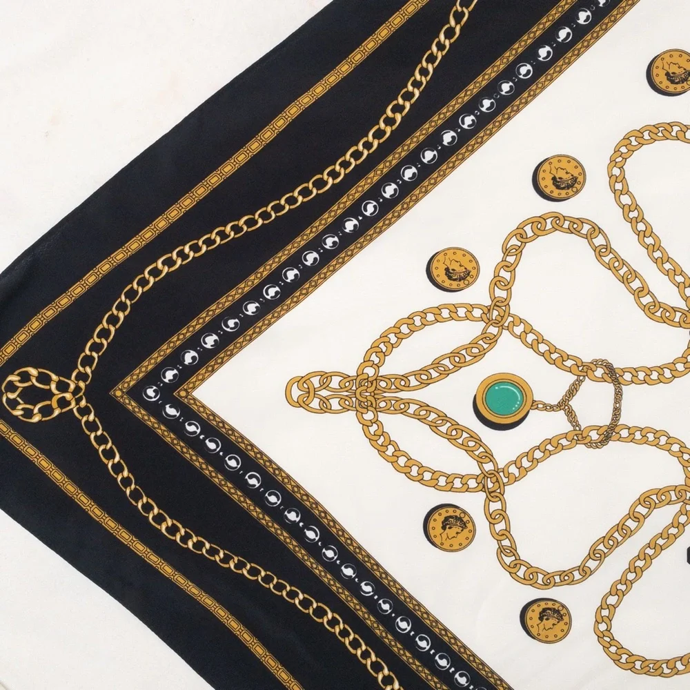Vintage Chain Pattern Scarf - Black, Gold, Red, Green, Blue